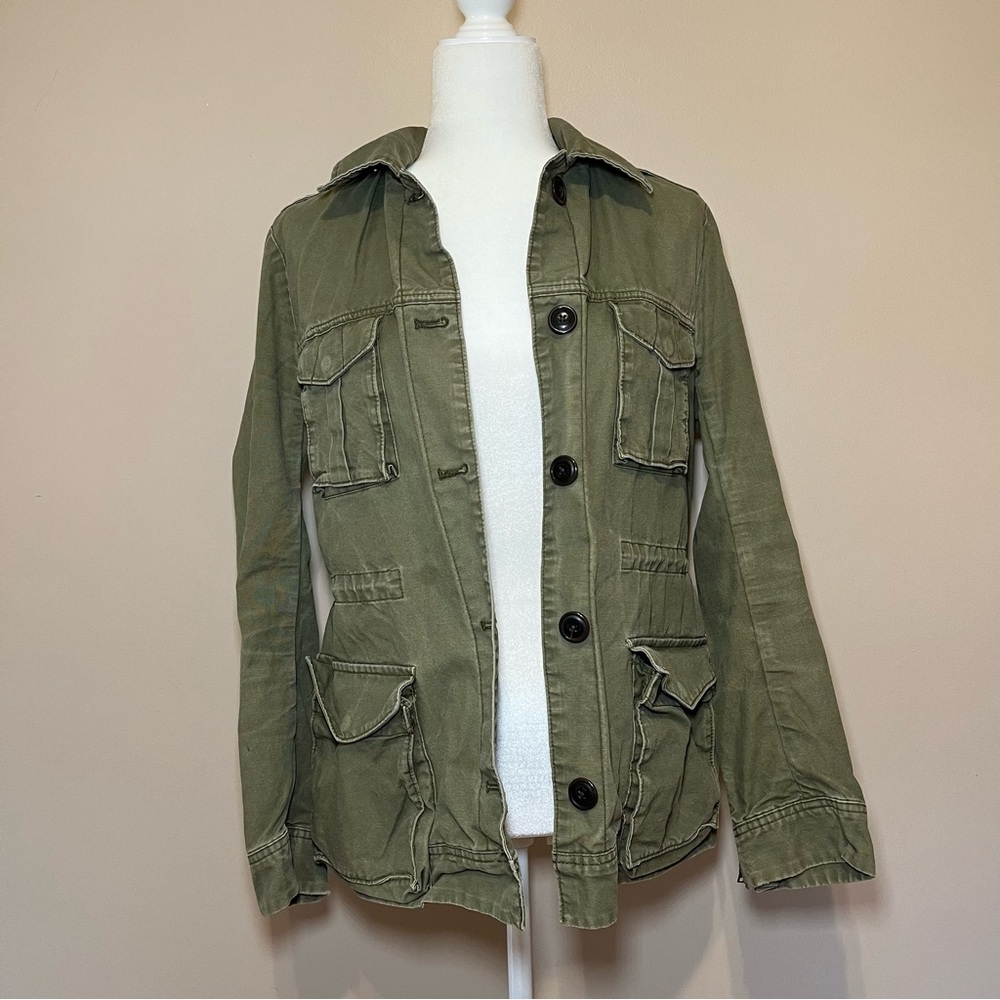 Gap Army Olive Green Military Utility Jacket w Pockets